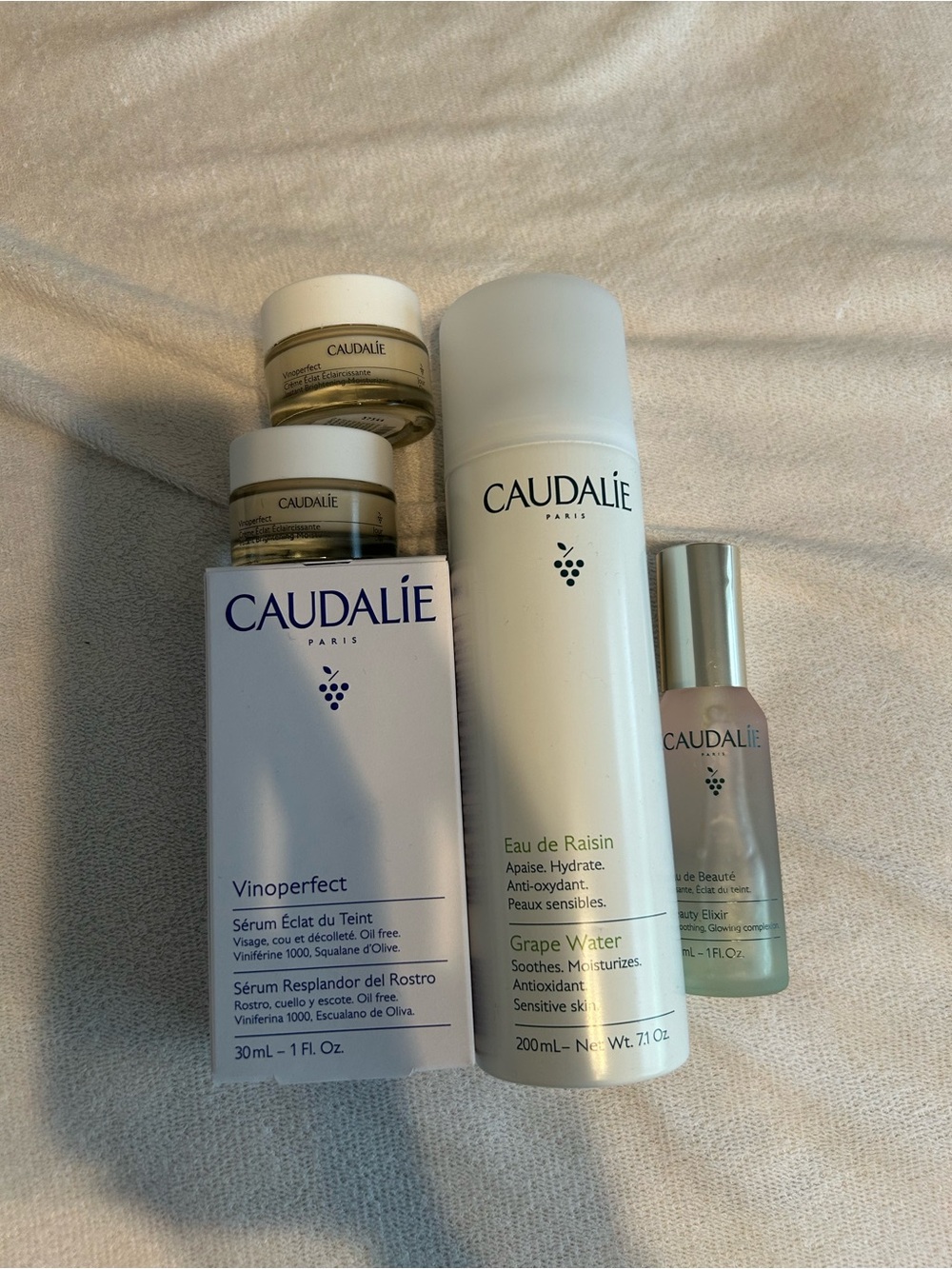 Caudalie Skincare Set in White and Gold Accents